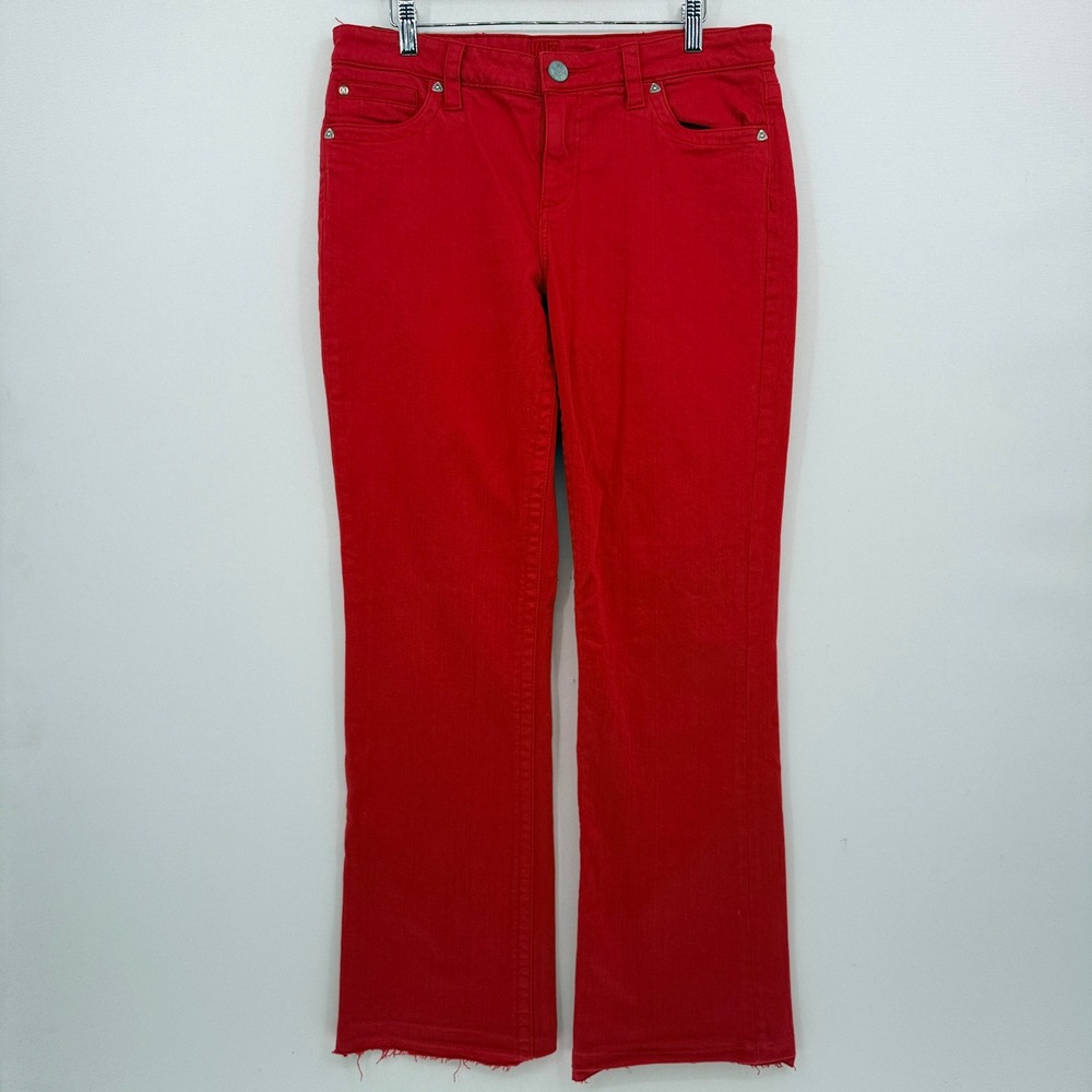 KUT from the Kloth Jeans Womens 8 Red Raw Hem Indie Sleaze Edgy Rockabilly Artsy